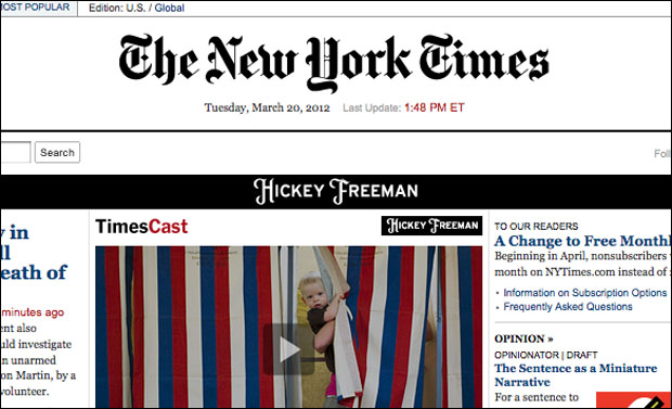 New York Times To Cut Free Online Article Allowance By Half Media News