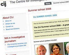 Screenshot of Centre for Investigative Journalism homepage